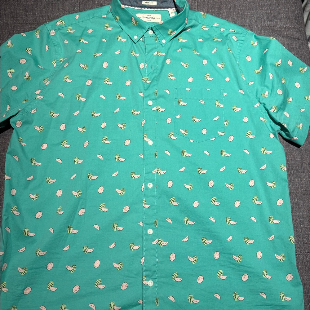 Tropical Teal watermelon Print Casual Shirt
